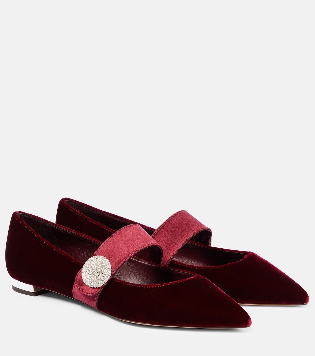 

Бархатные балетки crystal macaron Aquazzura, красный