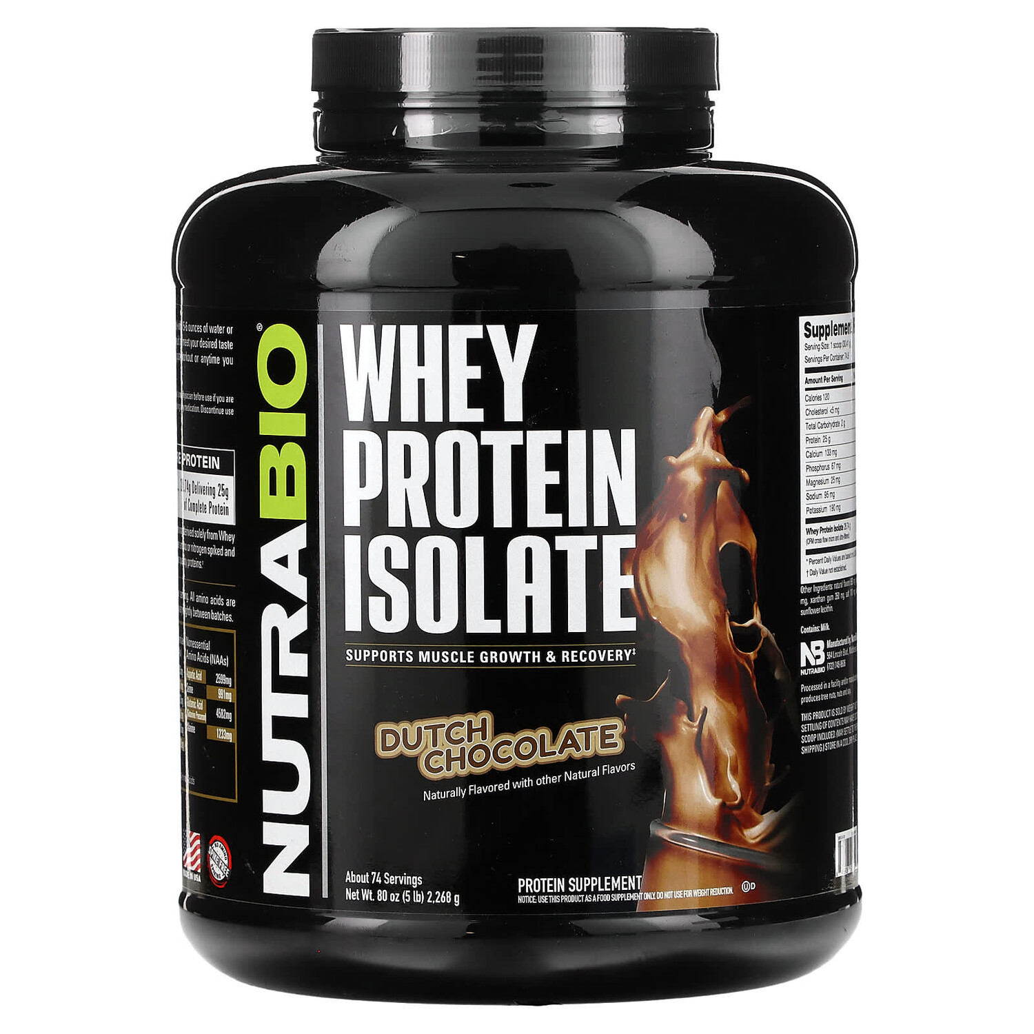 

Изолят сывороточного протеина, голландский шоколад, 2268 г (5 фунтов), NutraBio