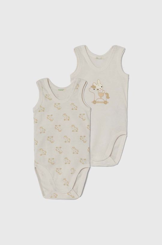 2 комплекта хлопкового боди для новорожденных и малышей United Colors of Benetton, бежевый хлопковая юбка для новорожденных united colors of benetton серый
