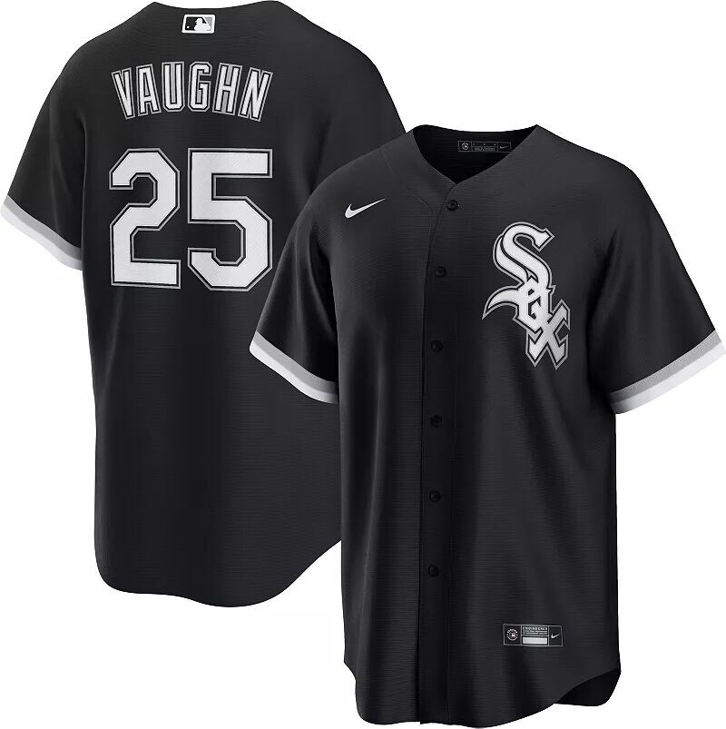 

Мужская черная альтернативная майка Nike Chicago White Sox Andrew Vaughn #25 Cool Base