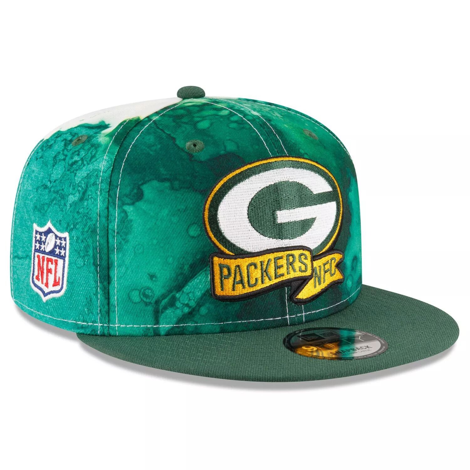 

Мужская кепка New Era Green Bay Packers 2022 Sideline 9FIFTY Ink Dye Snapback