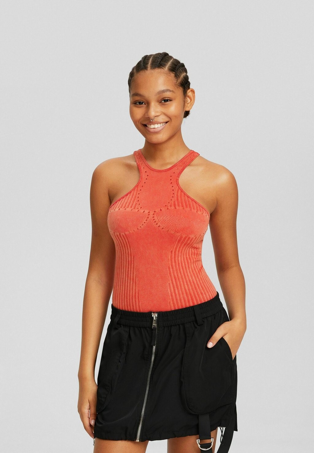 

Топ Faded Textured Seamless Bershka, красный