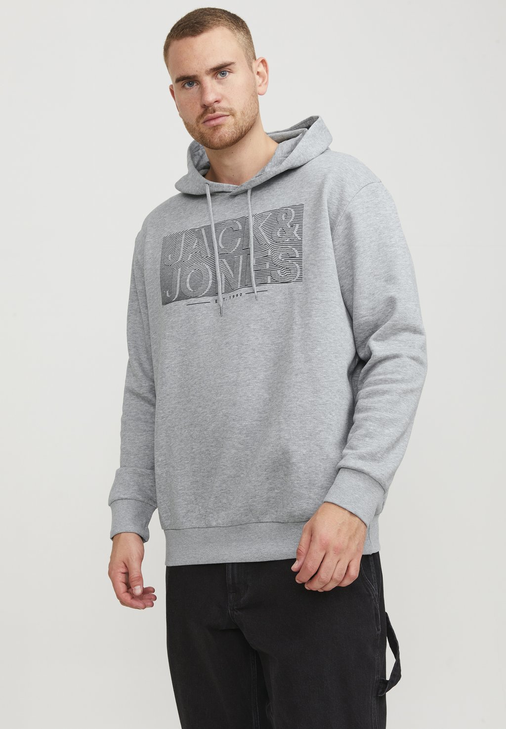 

Худи PLUS SIZE Jack & Jones, светло-серый меланж