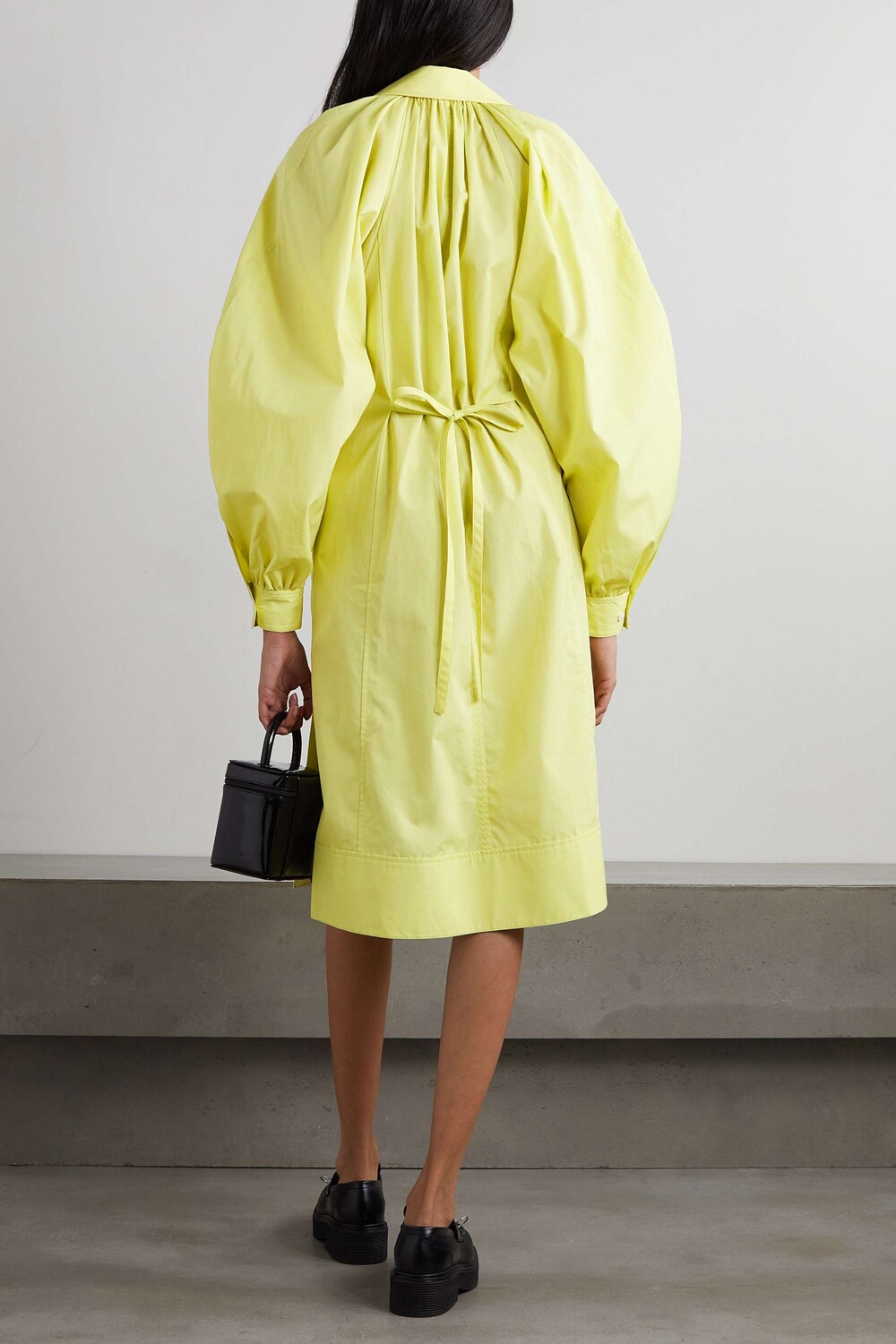 

3.1 PHILLIP LIM Платье-рубашка миди из хлопкового поплина с поясом, желтый