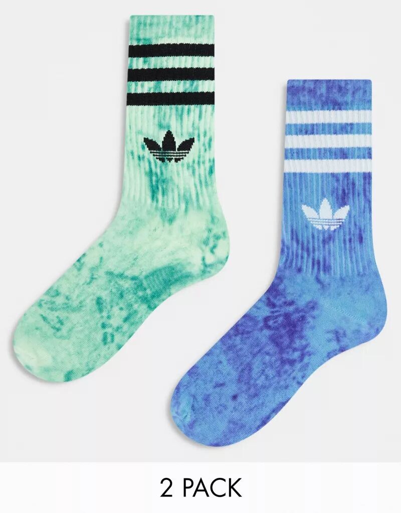 

Комплект из двух зелено-синих носков adidas Originals с галстуком-красителем