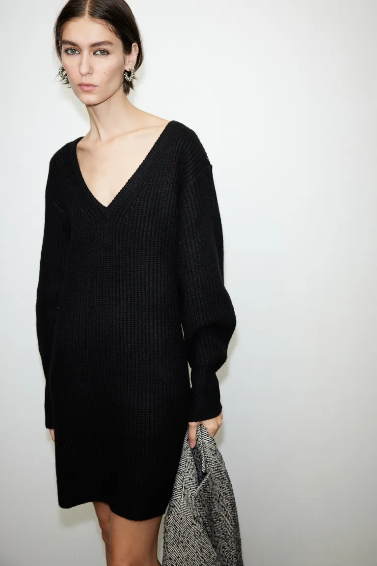 

Платье из эластичного трикотажа H&M, черный