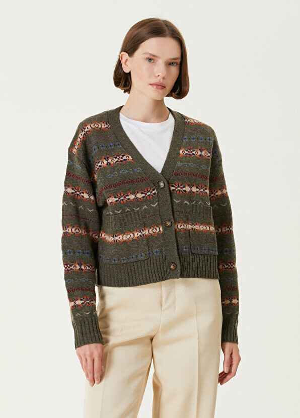 

Шерстяной кардиган с цветными блоками и узором Polo Ralph Lauren