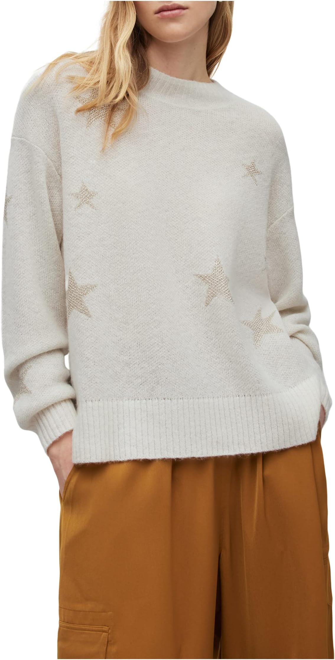 

Свитер Astra Star Jumper AllSaints, цвет Chalk White/Champange