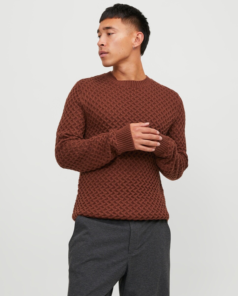 

Мужской вязаный свитер с круглым вырезом Jack & Jones, бордо