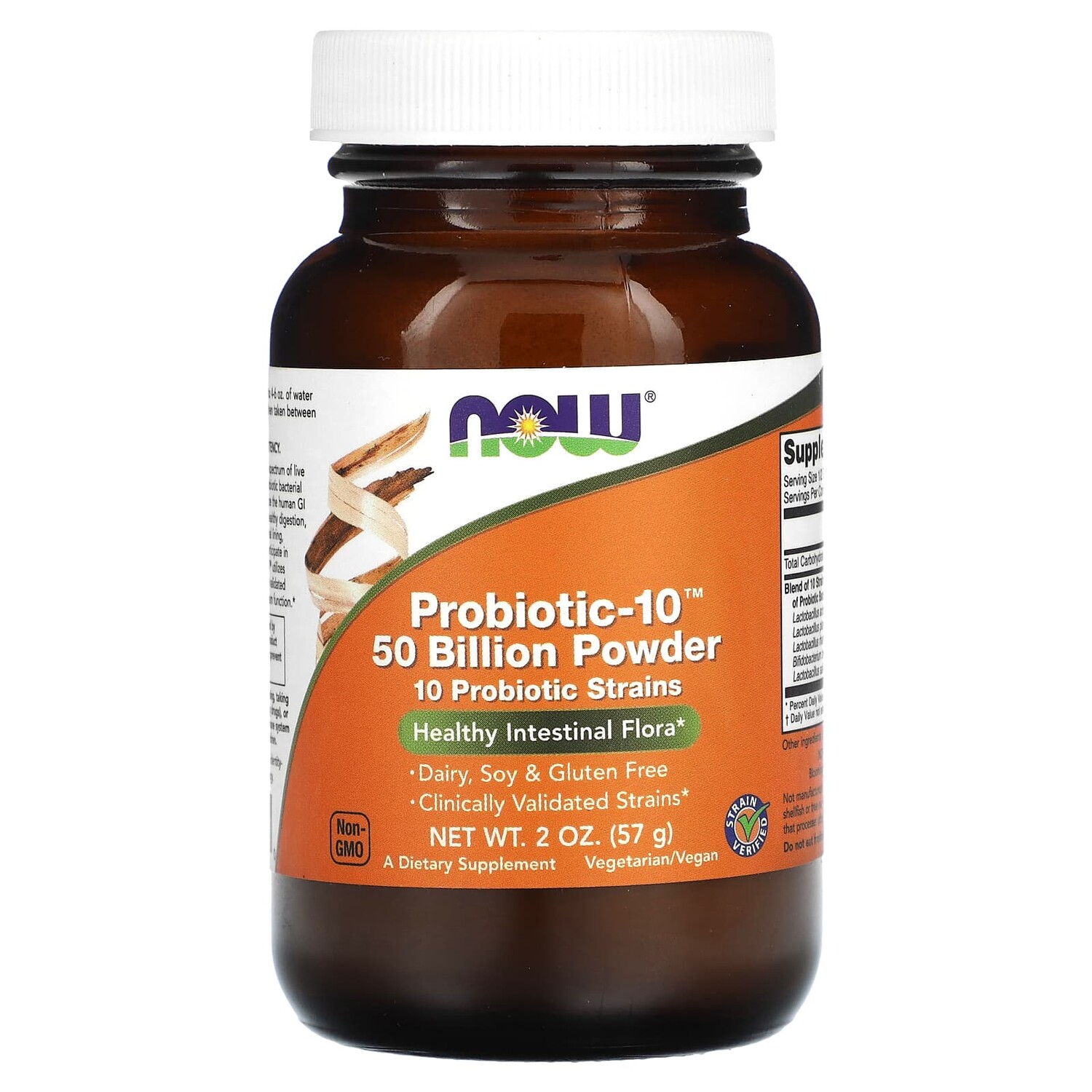 

Пробиотик-10, порошок, 50 миллиардов, 57 г (2 унции), NOW Foods