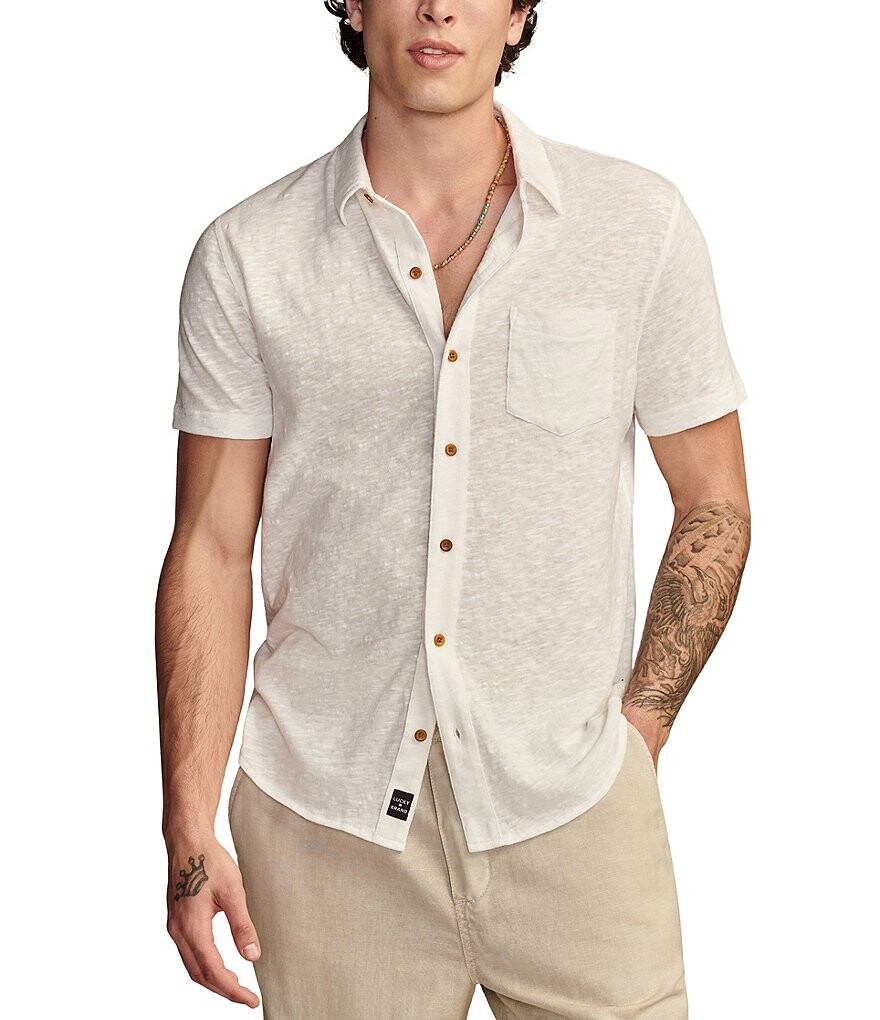 

Рубашка из смесового льна с короткими рукавами Lucky Brand, белый