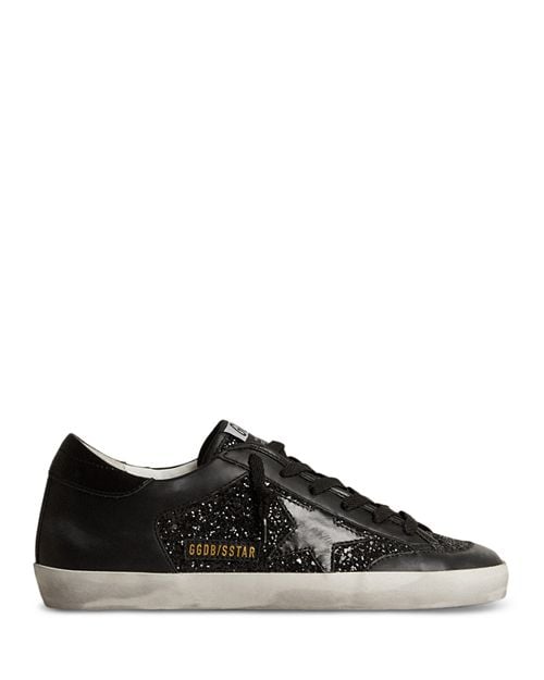 

Женские низкие кеды Super-Star с блестками Golden Goose, цвет Black, Черный, Женские низкие кеды Super-Star с блестками Golden Goose, цвет Black