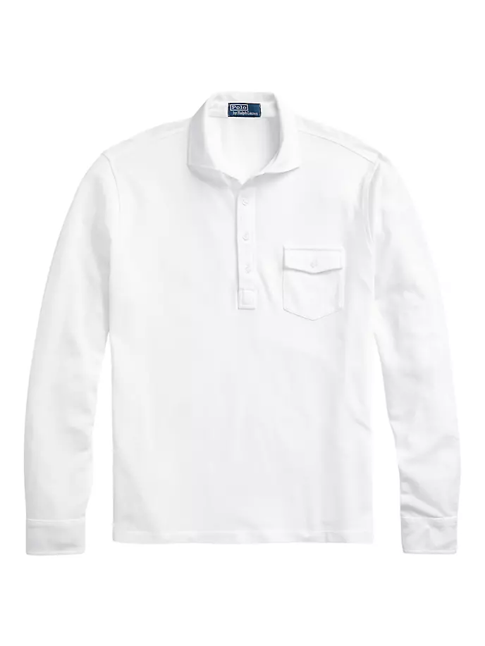 

Сетчатая рубашка-поло с длинными рукавами Polo Ralph Lauren, белый