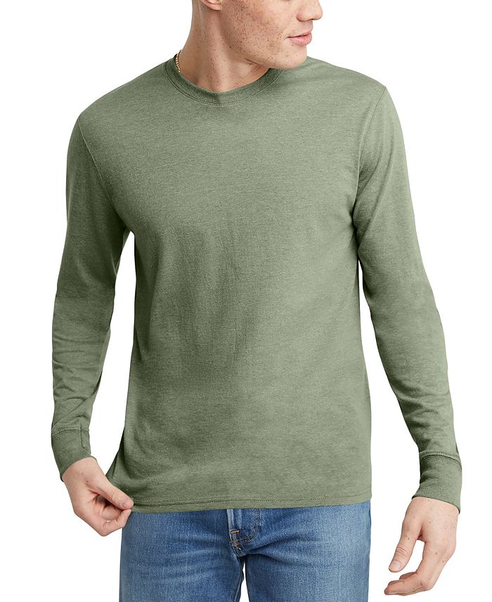 Мужская футболка Originals Tri-Blend с длинным рукавом Hanes, цвет Green 2 мужская футболка originals из хлопка с длинным рукавом hanes цвет equilibrium green