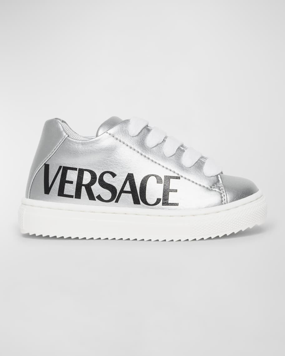 

Детские серебряные кроссовки с логотипом, для малышей/малышей Versace