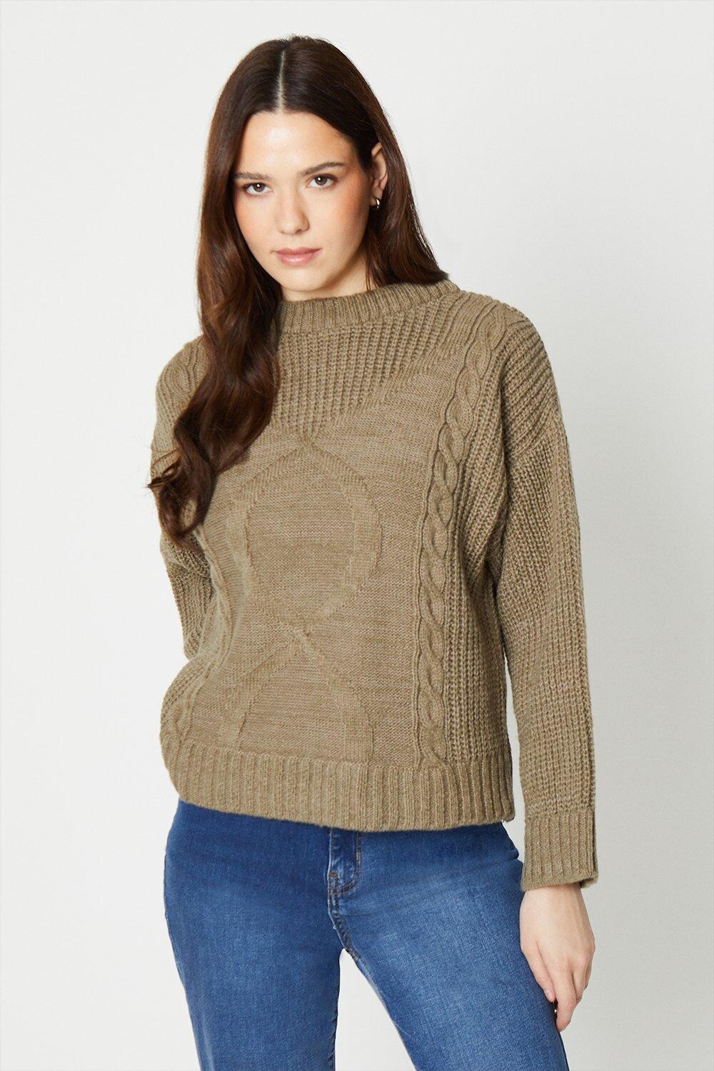 

Пушистый вязаный джемпер с широкими рукавами Dorothy Perkins, хаки