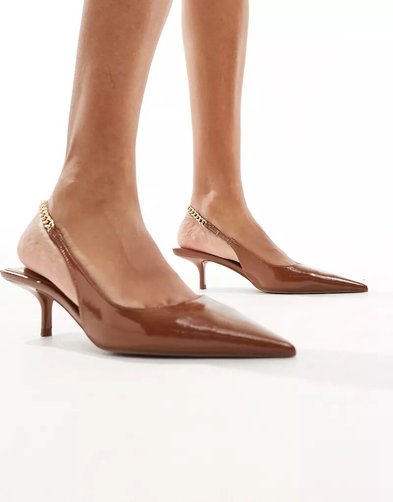 Карамельно-коричневые туфли на каблуке-цепочке и шпильке ASOS Sharp