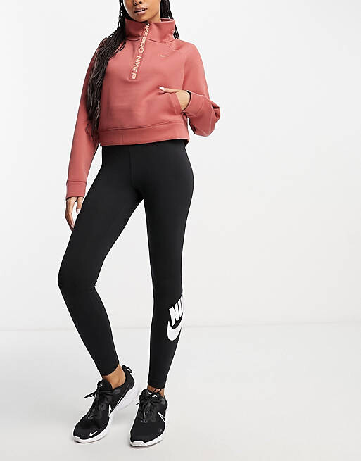 

Розовый топ с полумолнией Nike Training Pro Femme Dri-FIT