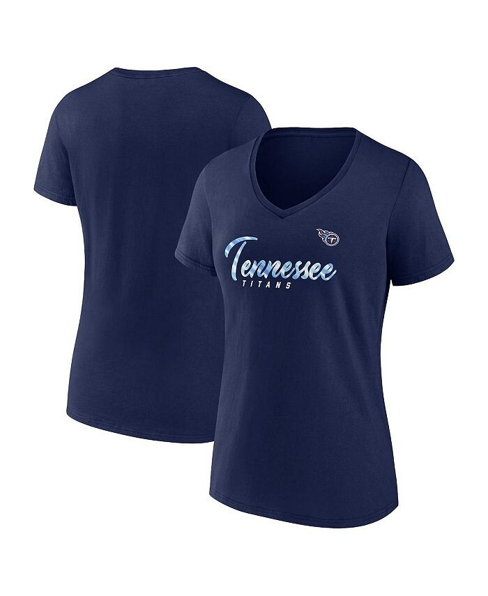 

Женская темно-синяя футболка с v-образным вырезом и фирменным логотипом Tennessee Titans Shine Time Fanatics, синий