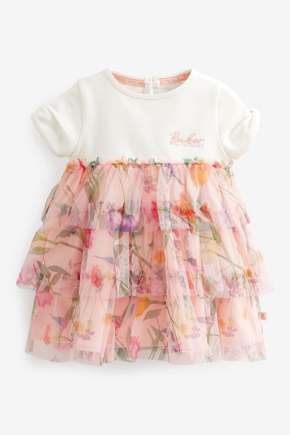 

Розовое многослойное платье из сетки с цветочным мотивом Baker by Ted Baker, розовый