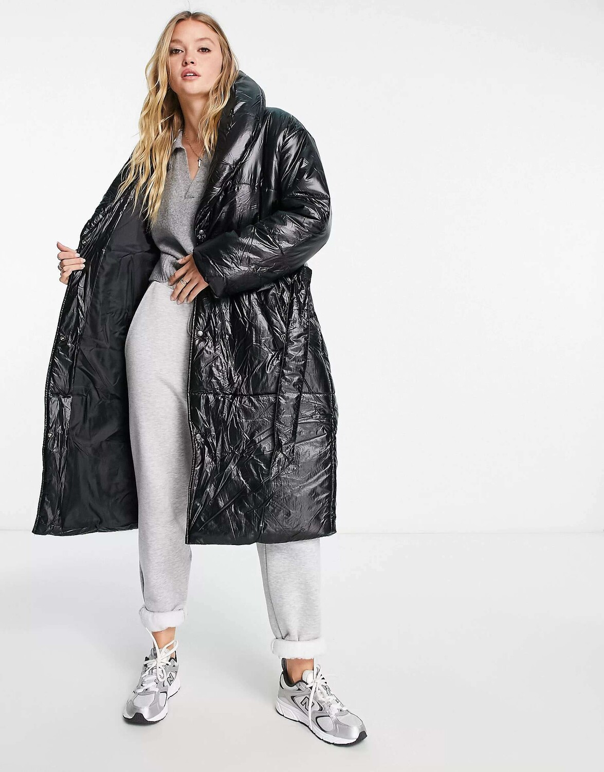 

Черное пуховое пальто River Island, Черный