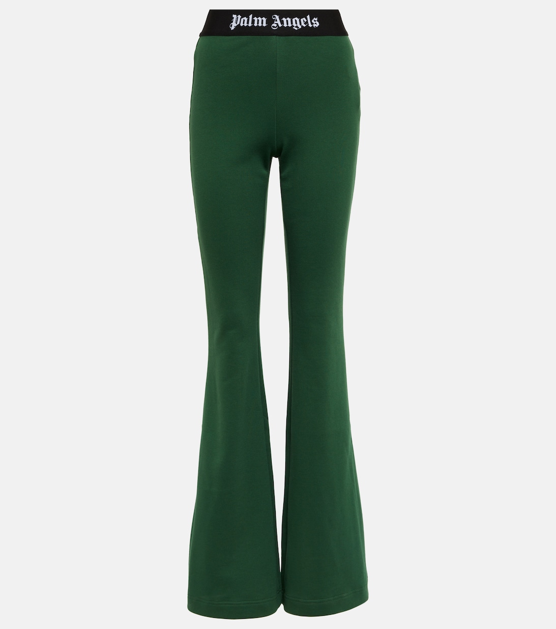 Расклешенные брюки из хлопкового джерси с логотипом PALM ANGELS, зеленый