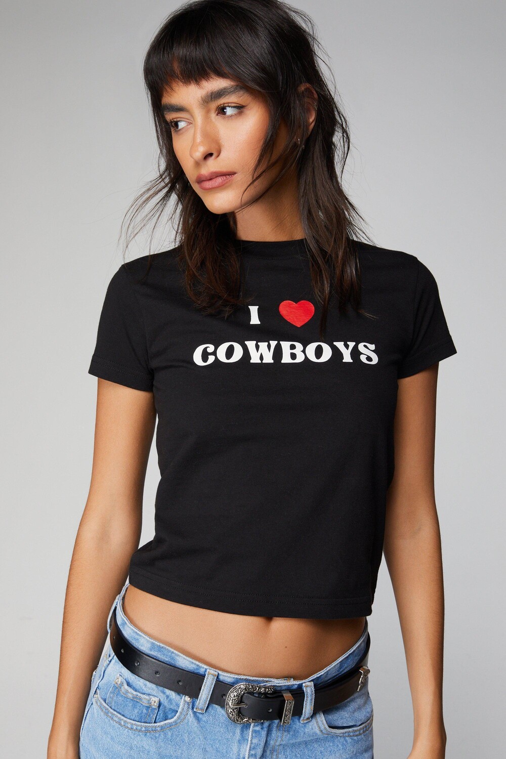 

Детская футболка с рисунком I Heart Cowboys Nasty Gal, черный