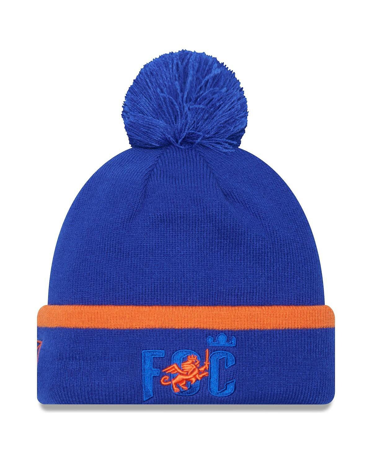 

Мужская синяя вязаная шапка с манжетами и помпоном с надписью FC Cincinnati Kick Off New Era
