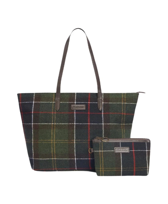 

Элегантная большая сумка в клетку тартан Barbour, зеленый