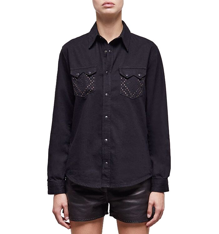 

Джинсовая рубашка с заклепками The Kooples, черный