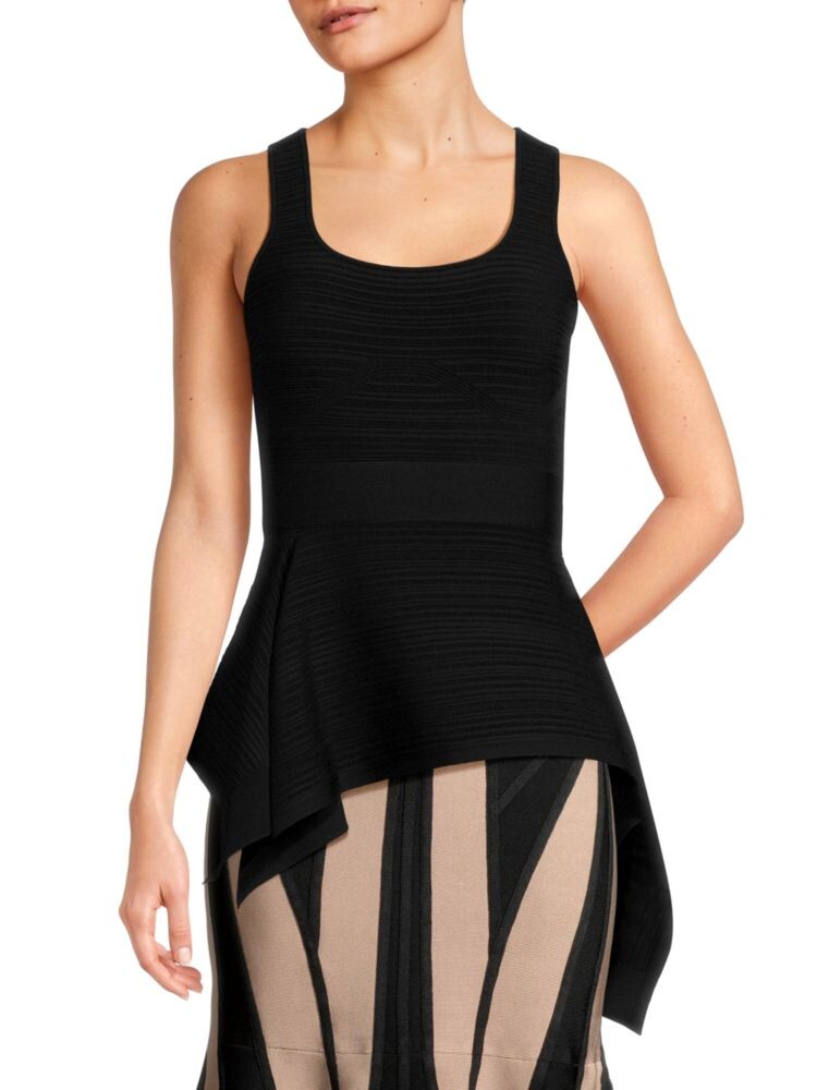 

Асимметричный топ с баской Herve Leger, черный
