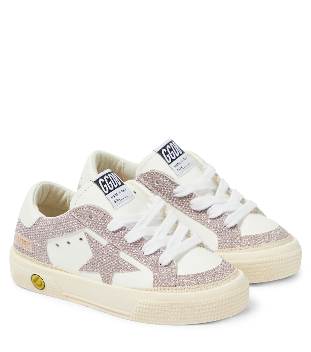 

May блестки и кожаные кроссовки Golden Goose Kids, мультиколор