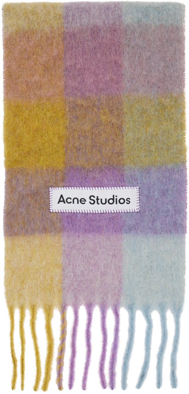 

Пурпурно-желтый шарф в клетку Acne Studios, цвет Violet/Yellow/Blue