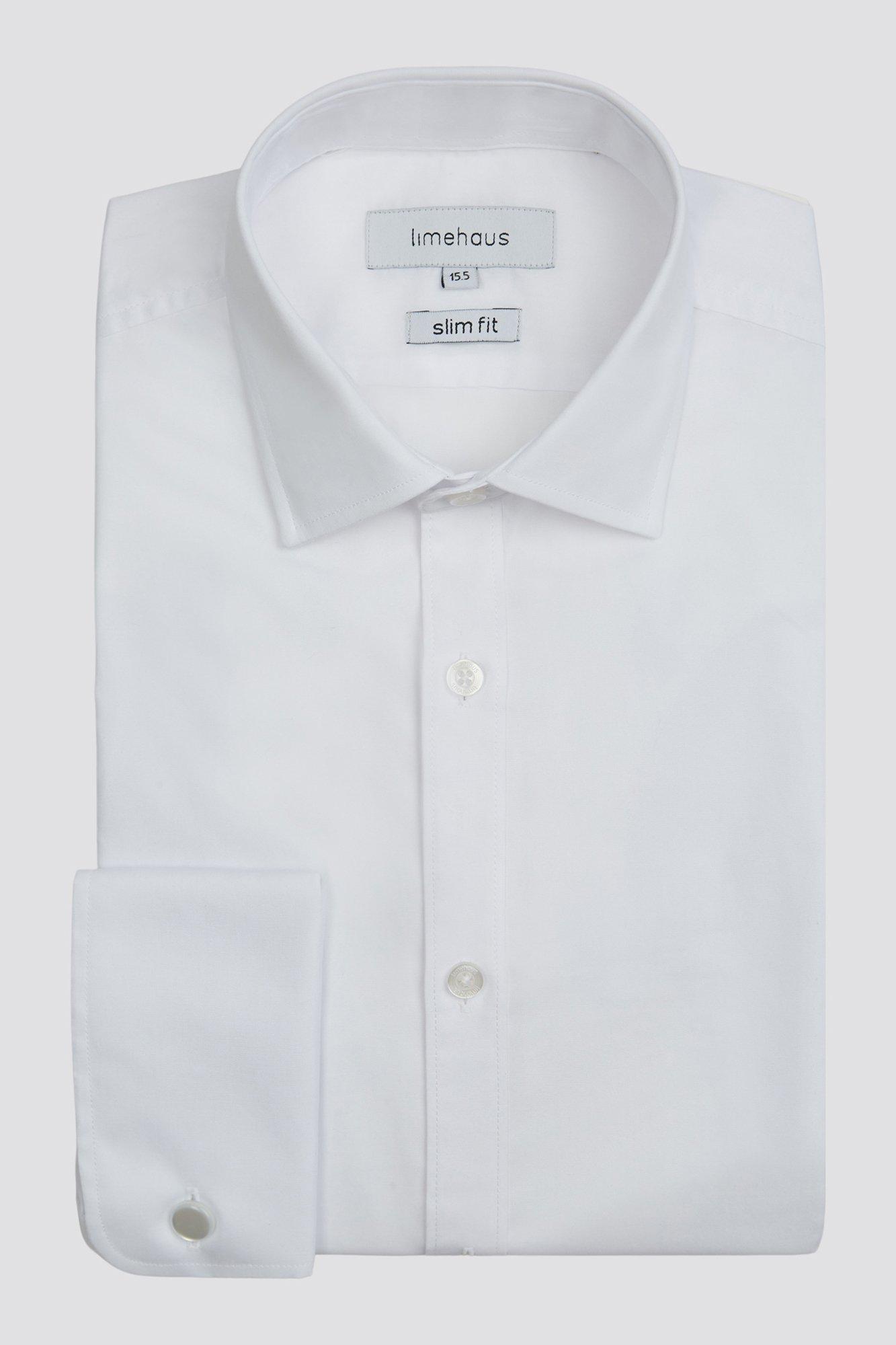 Рубашка узкого кроя из поплина Limehaus, белый luca d altieri повседневная рубашка приталенного кроя из поплина из чистого хлопка светло синий
