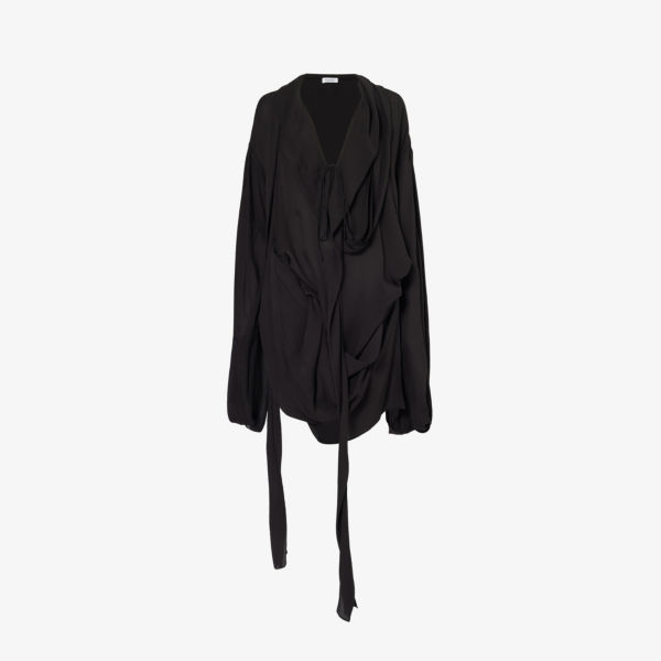 цена Тканое платье мини daleria с глубоким вырезом Acne Studios, черный