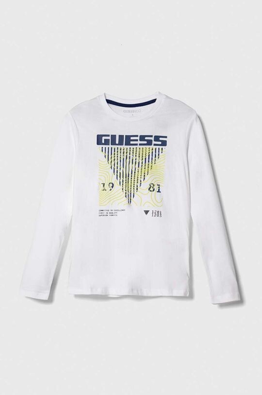 

Детская хлопковая рубашка Guess с длинными рукавами, белый