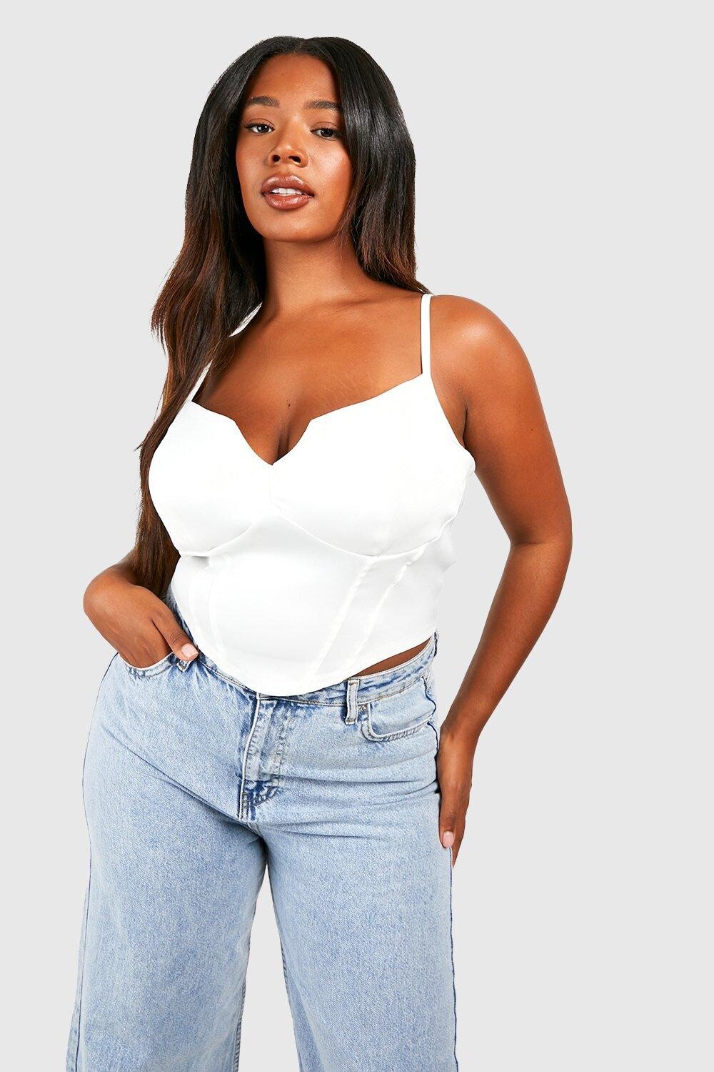 

Корсетовый топ с рюшами Boohoo, белый