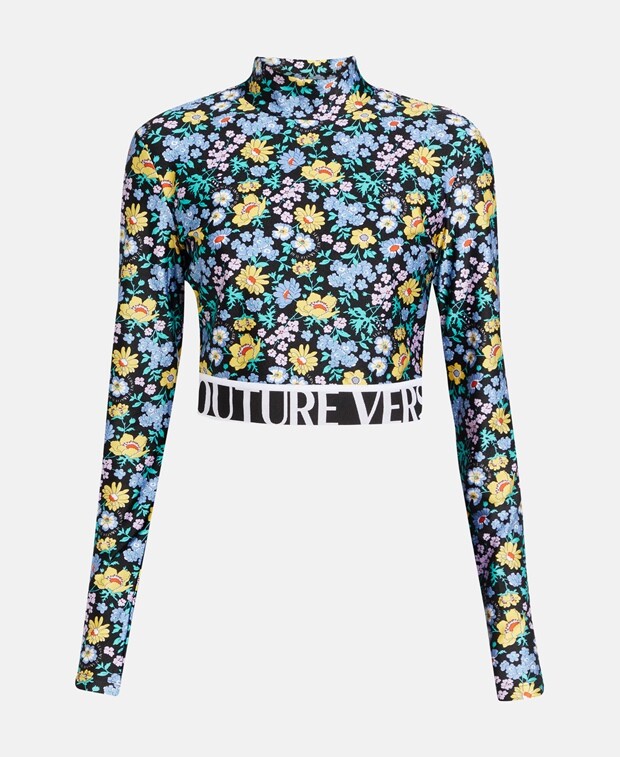 

Укороченный лонгслив Versace Jeans Couture, лазурный синий