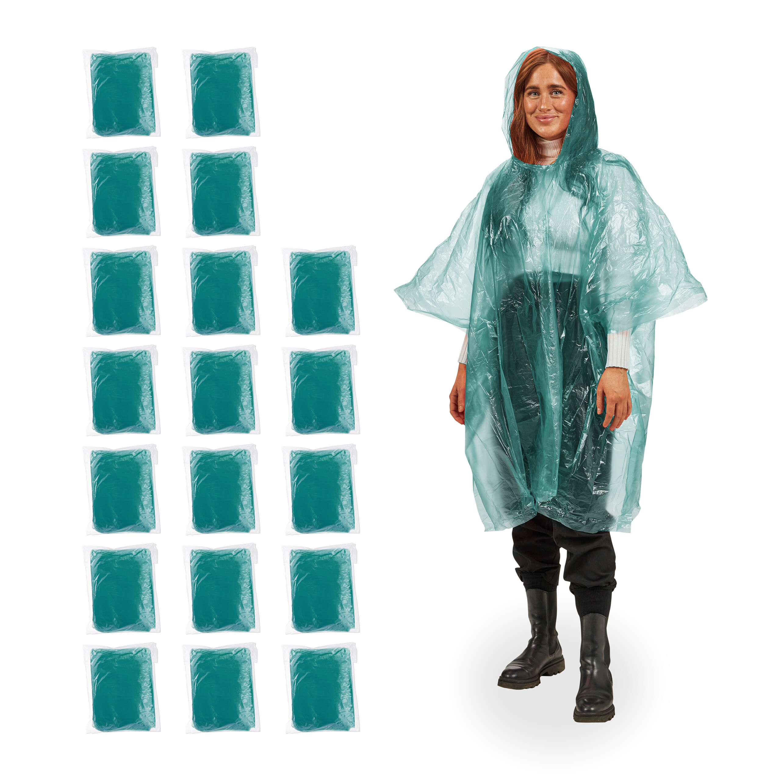 

Дождевик relaxdays 20 x Regenponcho, зеленый