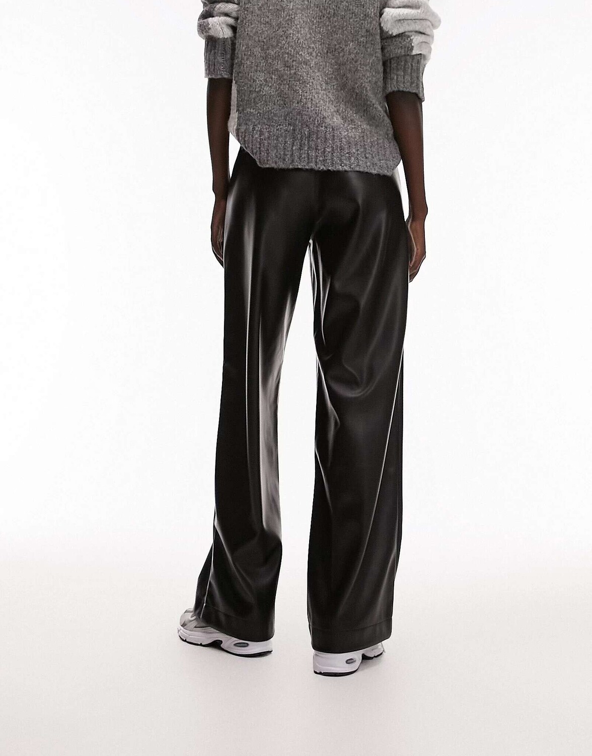 

Суперширокие брюки из искусственной кожи Topshop черного цвета Topshop Tall, Черный