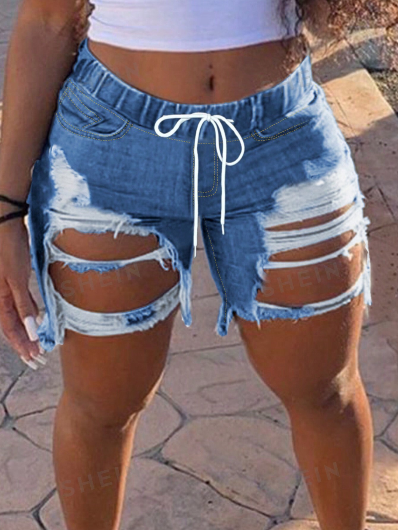 Женские модные джинсовые шорты с потертостями, легкая стирка