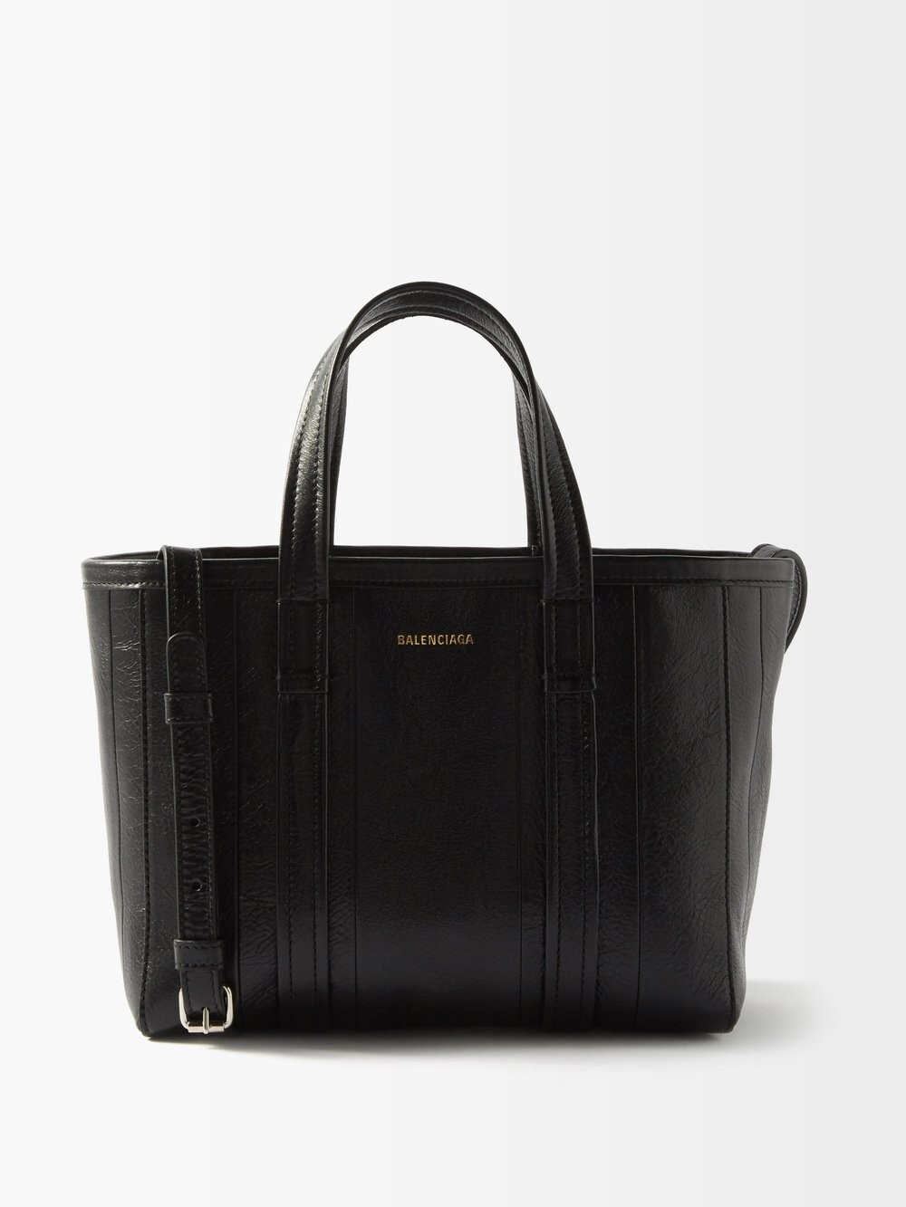 

Сумка-тоут barbes s из мятой кожи Balenciaga, черный