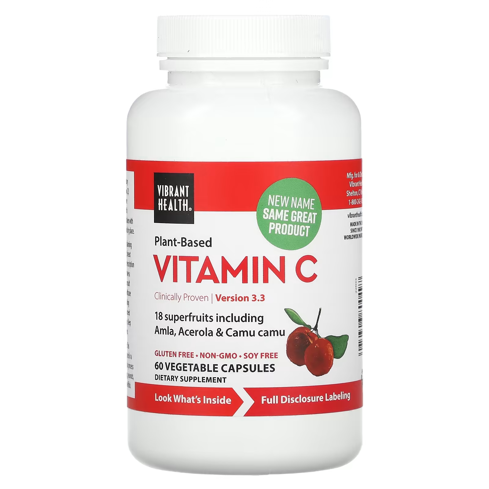 Витамин С на растительной основе Vibrant Health, 60 растительных капсул витамин c vibrant health 1000 мг 60 капсул