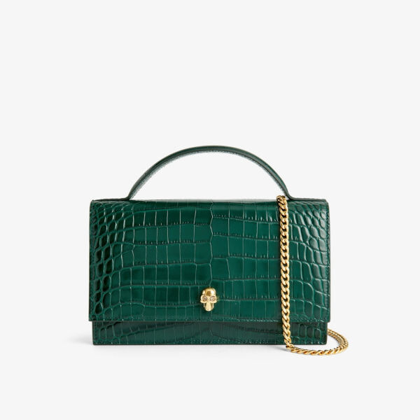 

Кожаная сумка на плечо с декором черепа Alexander Mcqueen, цвет emerald