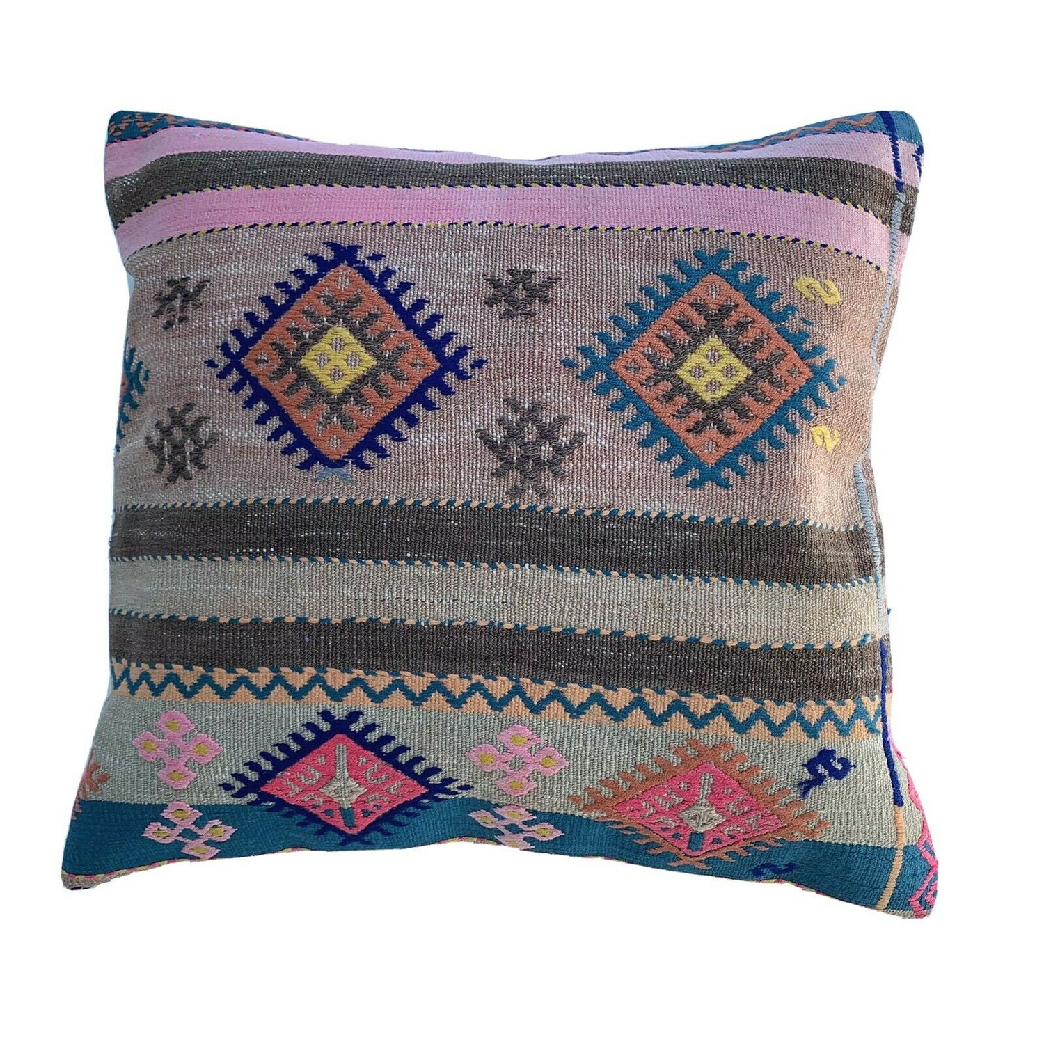 

Подушка Килим 55 x 55 см. Чехол на подушку Tapis Kelim Kilim, винтажная скамейка для медитации. Келим Теппич. Подушка Килим в стиле бохо. Килим. Диван. Турецкая подушка.
