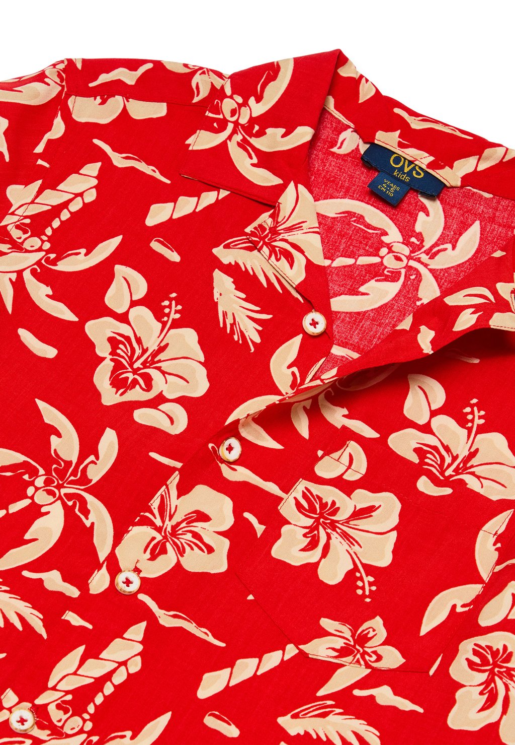 

Рубашка SHORT-SLEEVED WITH TROPICAL FLOWERS PRINT OVS, красный