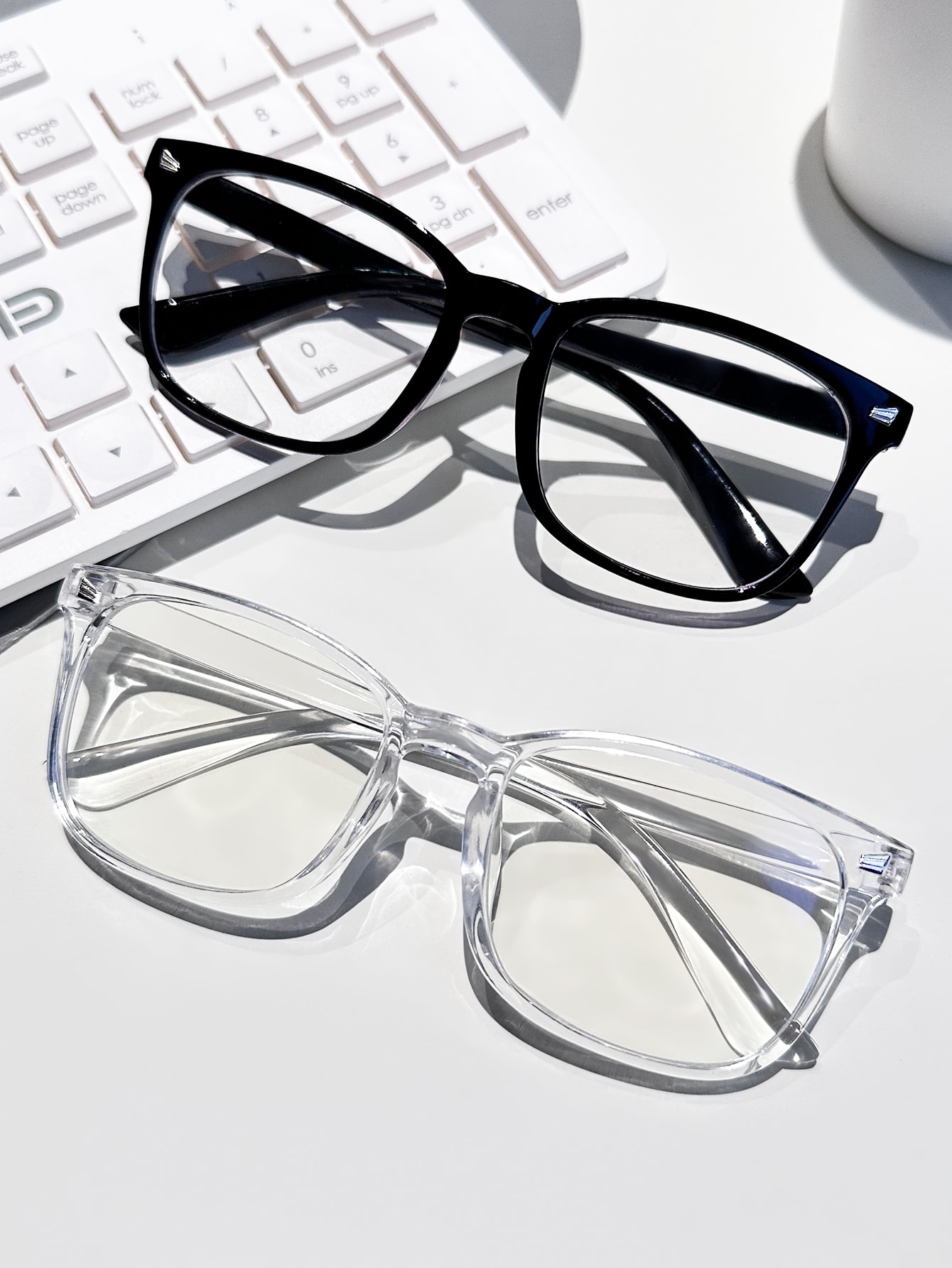 2 шт. Женские квадратные минималистичные черные прозрачные синие светонепроницаемые очки