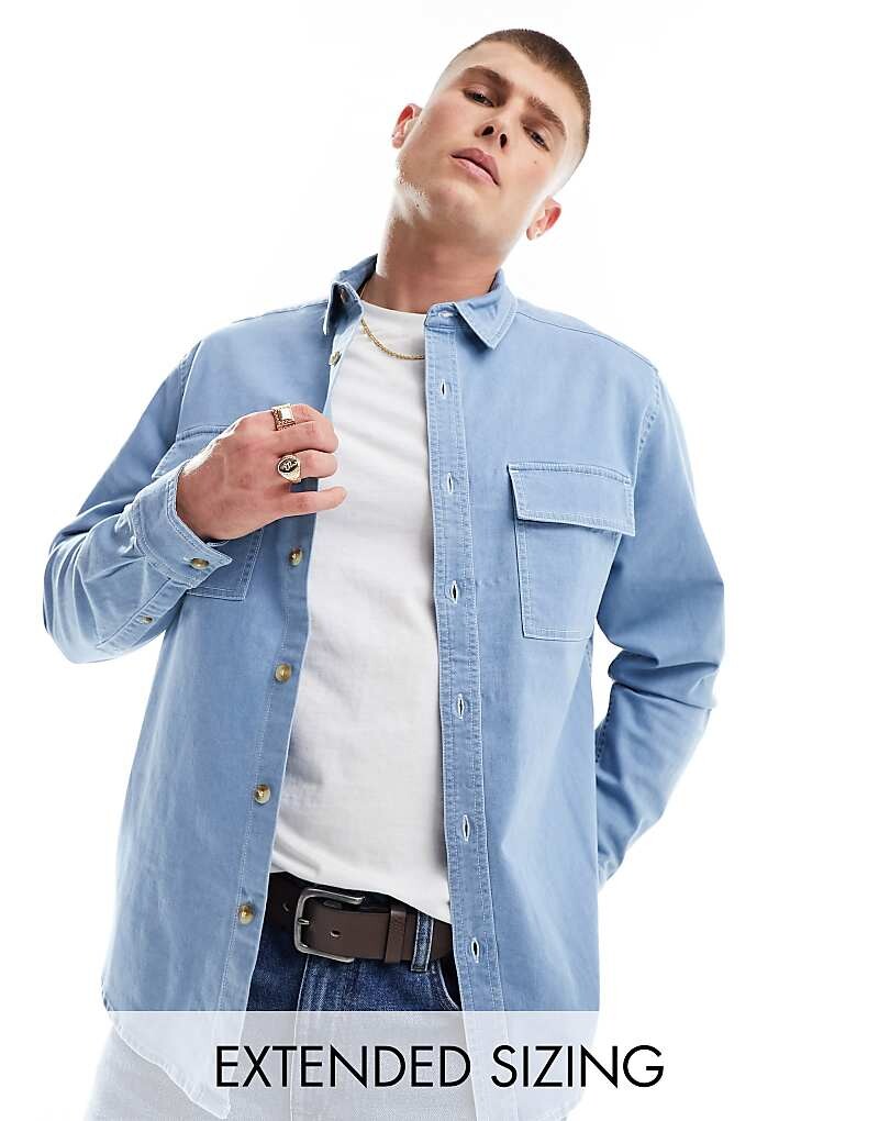 

ASOS DESIGN – Голубая джинсовая рубашка с двумя карманами