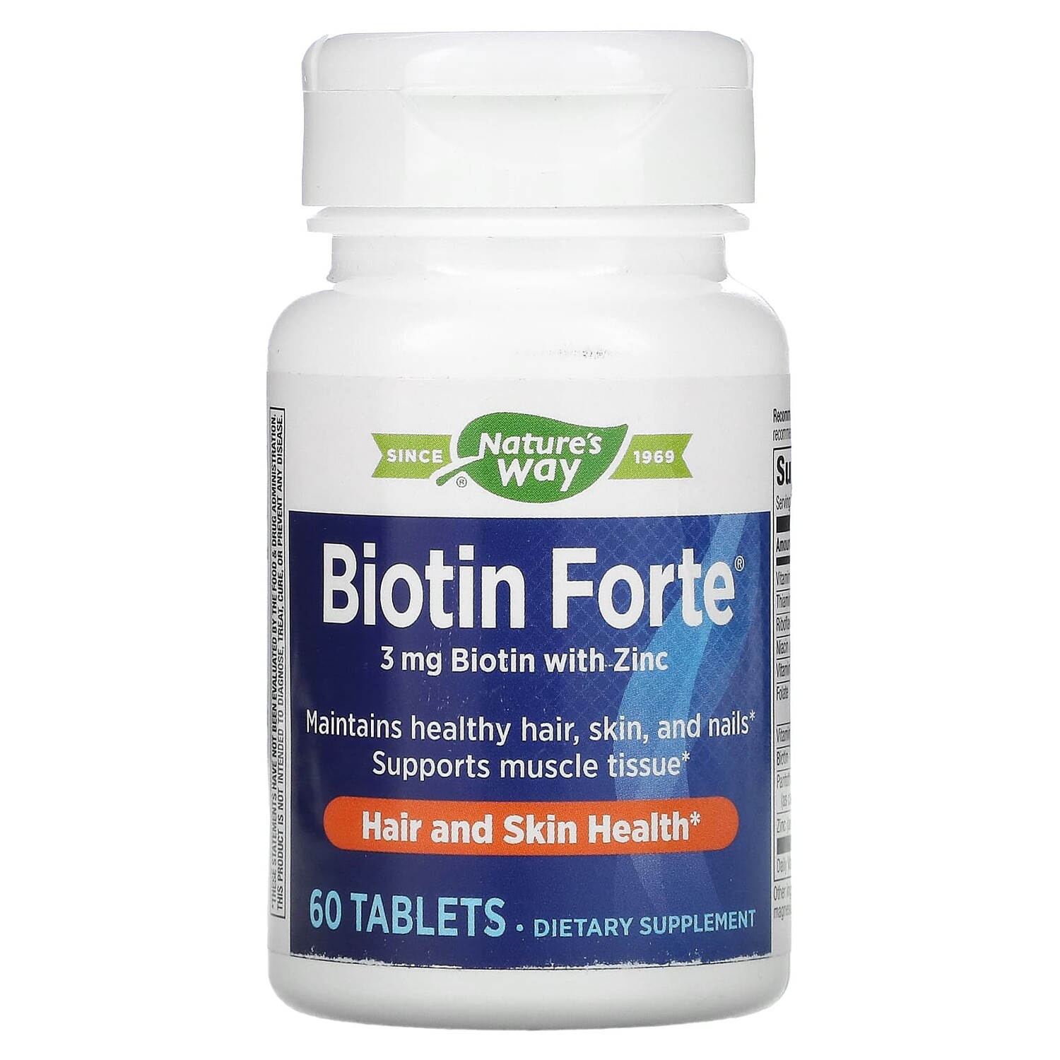 

Biotin Forte, биотин с цинком, 3 мг, 60 таблеток, Nature's Way