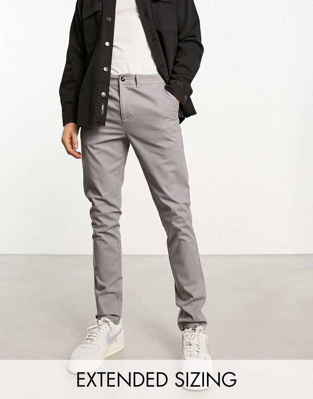 

Светло-серые чиносы скинни ASOS DESIGN, Серый
